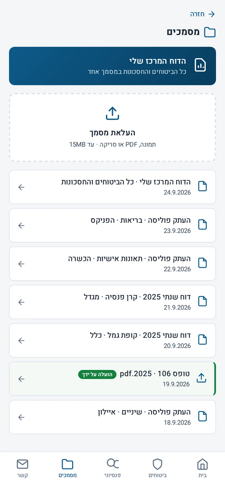 האזור האישי - מסמכים